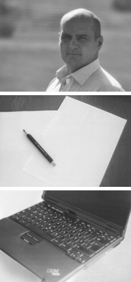 Bild von Marin Galic, weisses Papier mit Stift und einem Laptop
